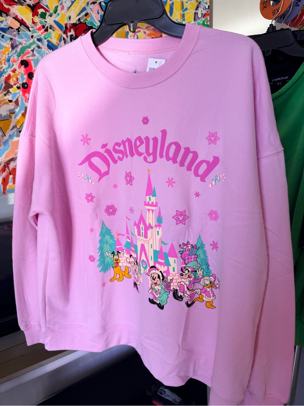 Disney Pink Crewneck Sweatshirt with Castle & Characters size Medium